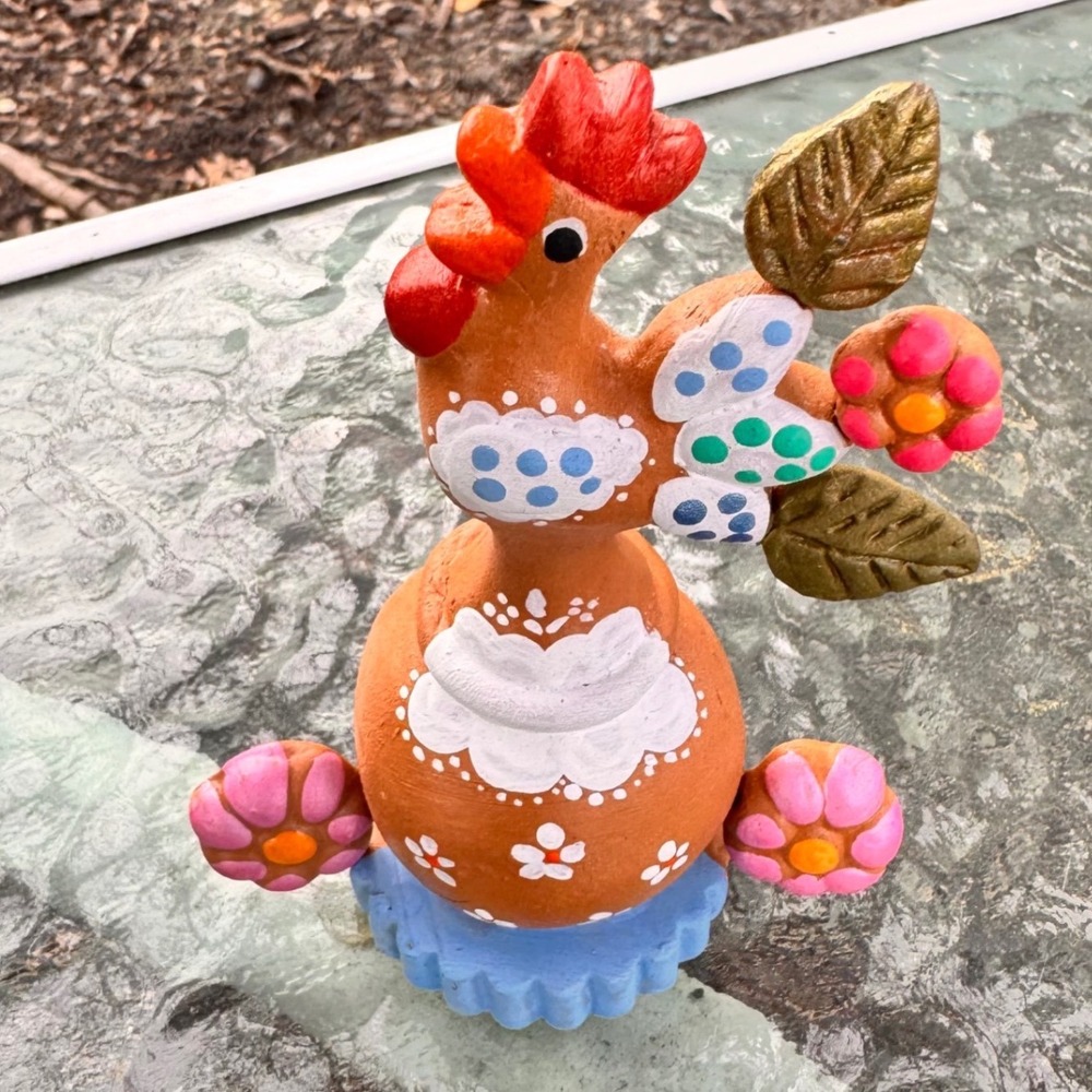 Handcrafted Terracotta Whistle Chicken Figurine‎ Folk Art Cute Decorative Accent
